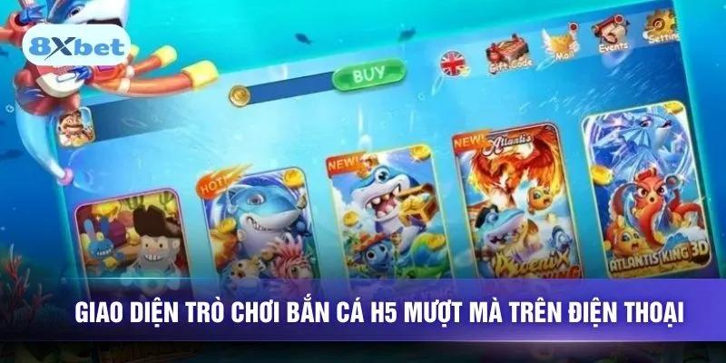 Giao diện trò chơi bắn cá H5 mượt mà trên điện thoại